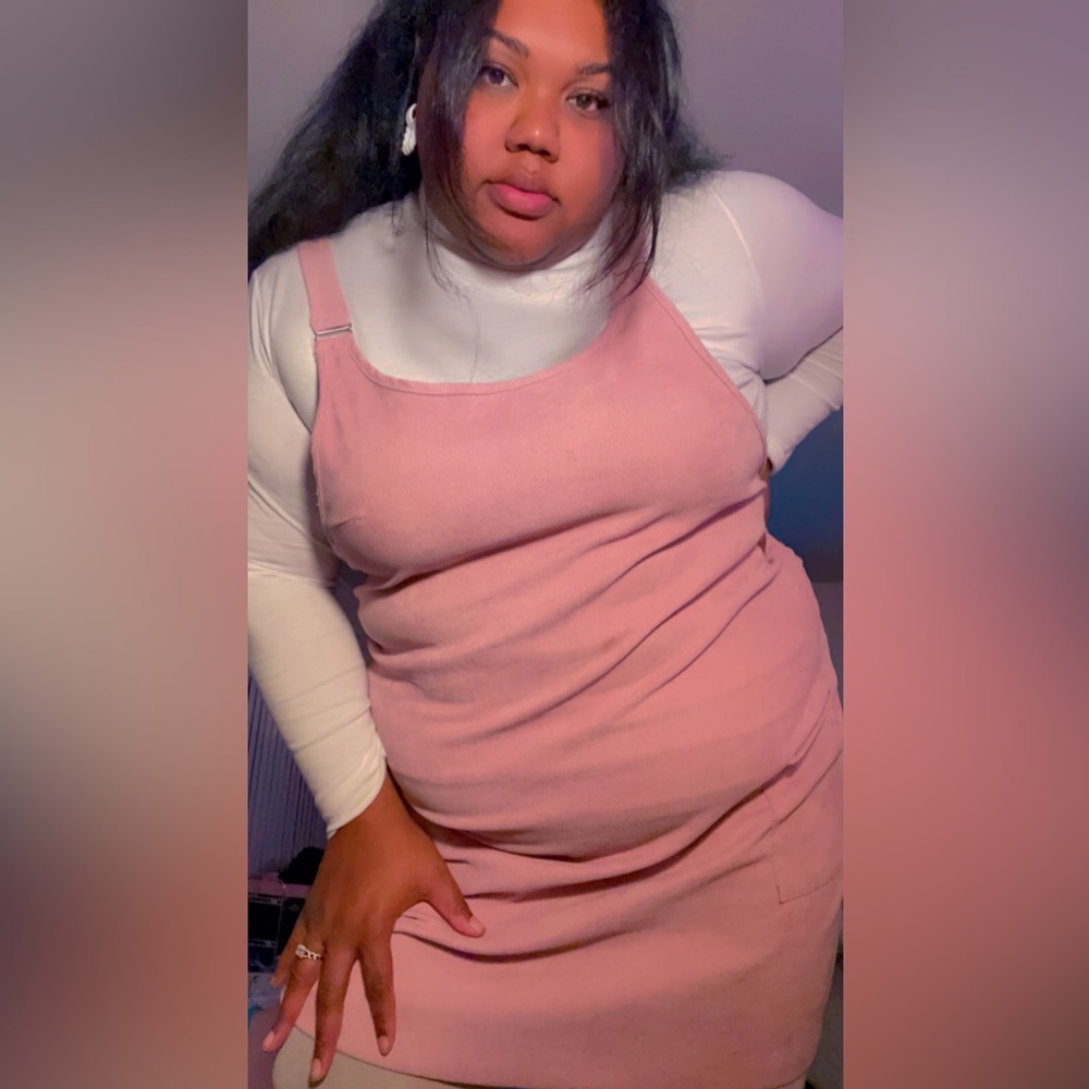 Plus Pink corduroy overall dress
